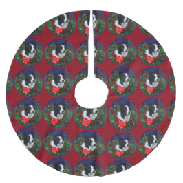 Border Collie Christmas Polyester Weihnachtsbaumdecke