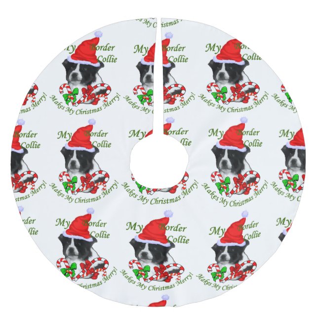 Border Collie Christmas Polyester Weihnachtsbaumdecke (Vorderseite)