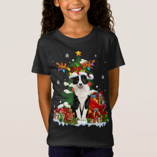 Border Collie Christmas Rentier Santa Light Hund P T-Shirt