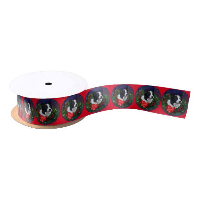 Border Collie Christmas Satinband (Spule)