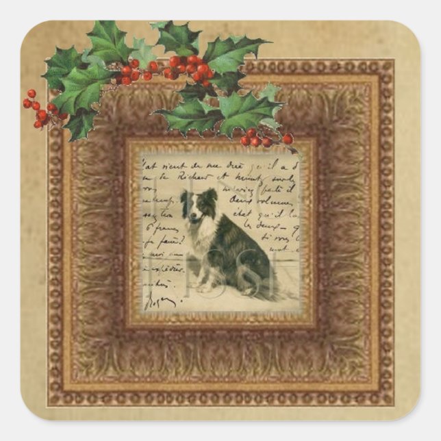 Border Collie Christmas Sticker (Vorderseite)