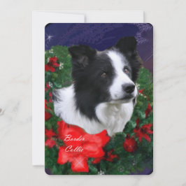 Border Collie Christmas Wreath Feiertagskarte