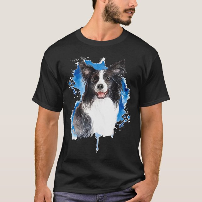 Border Collie Colorful Hund Lover T-Shirt (Vorderseite)