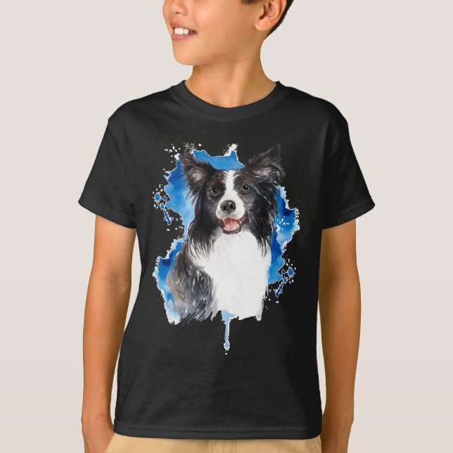 Border Collie Colorful Hund Lover T-Shirt (Vorderseite)