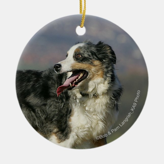 Border-Collie, die 2 keucht Keramik Ornament (Vorne)
