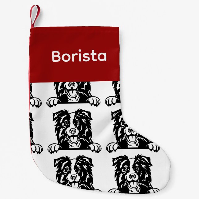 Border Collie Docks - Pu Kleiner Weihnachtsstrumpf (Vorderseite)