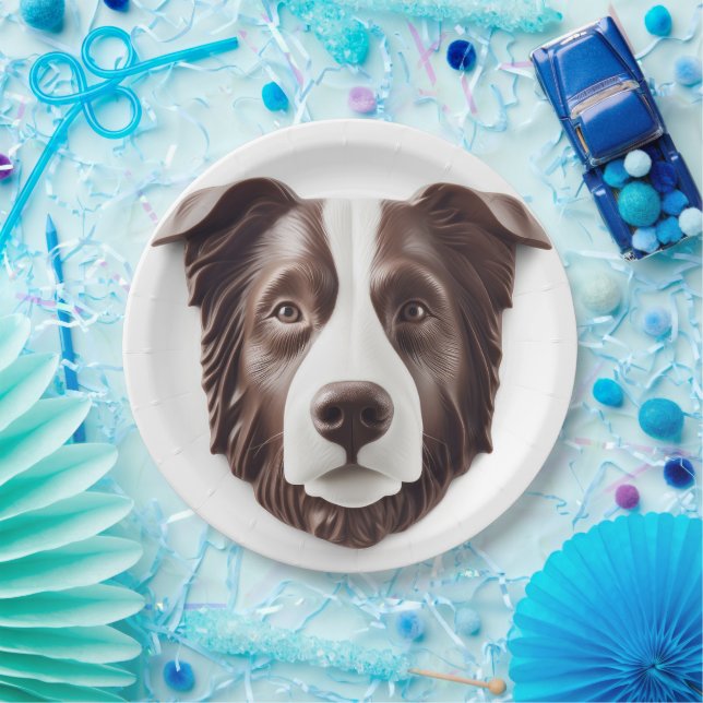 Border Collie Dog 3D Inspiriert Pappteller (Party)
