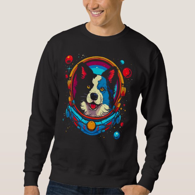 Border Collie Dog Astronaut Sweatshirt (Vorderseite)