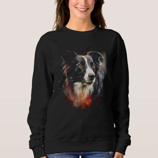 Border Collie Dog Australian Shepherd Graffiti Art Sweatshirt (Vorderseite)