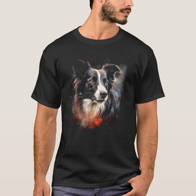 Border Collie Dog Australian Shepherd Graffiti Art T-Shirt (Vorderseite)