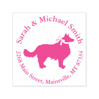 Border Collie Dog Baby Dusche Puppy Pink Girl Permastempel