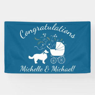 Border Collie Dog Baby Shower Welpe Blue Boy Banner