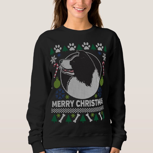 Border Collie Dog Breed Ugly Weihnachts-Sweater Sweatshirt (Vorderseite)