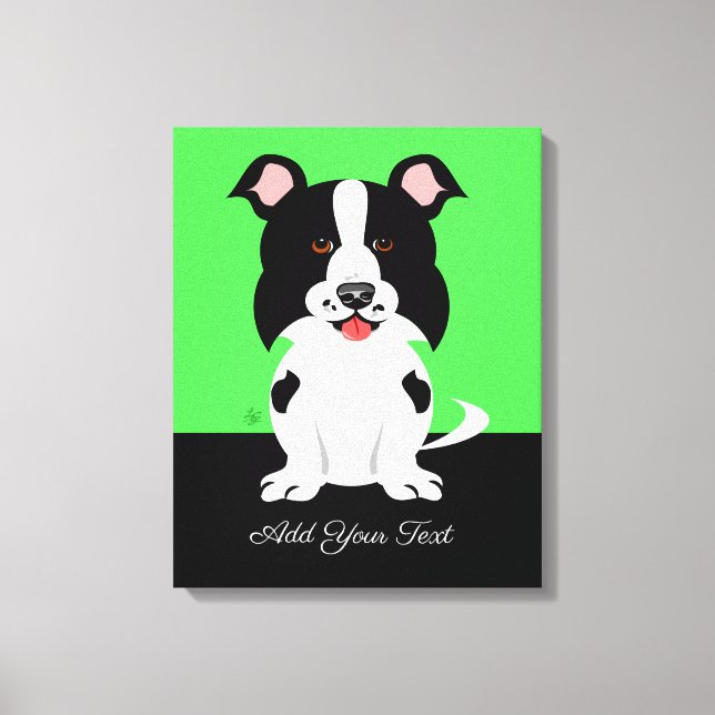 Border Collie Dog Cartoon Leinwanddruck (Vorderseite)