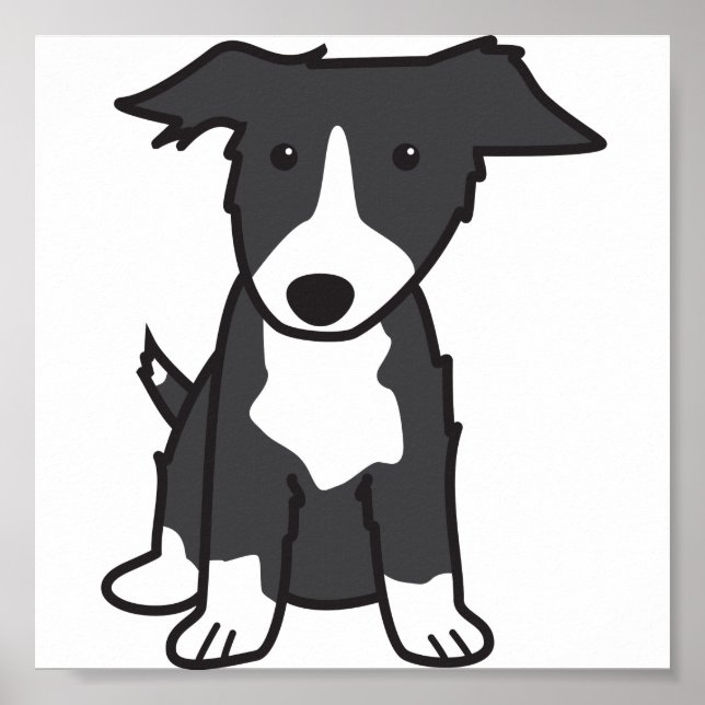 Border Collie Dog Cartoon Poster (Vorne)