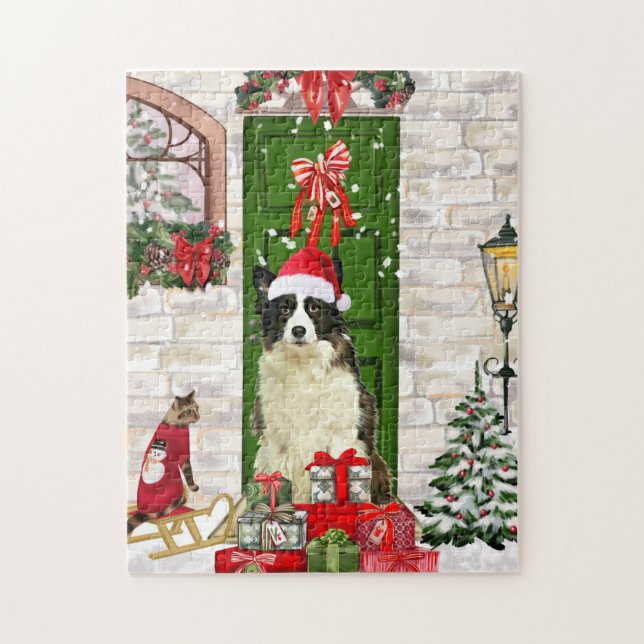 Border Collie Dog Christmas (Vertikal)