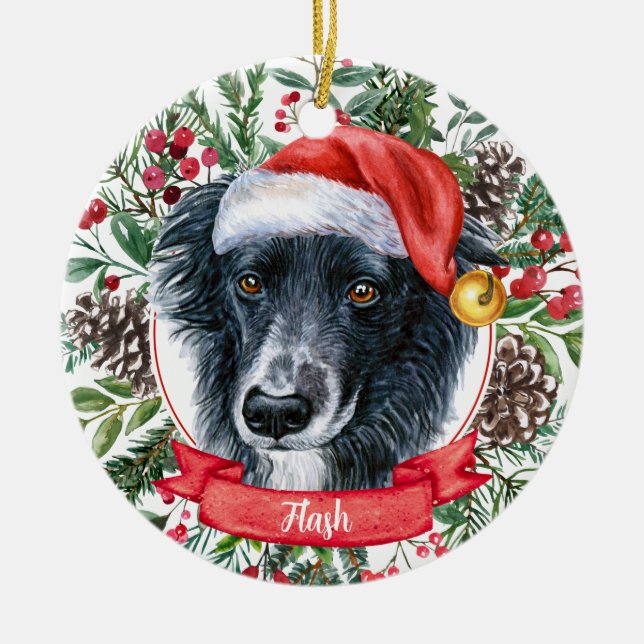 Border Collie Dog Custom Weihnachtsschmuck (Vorne)