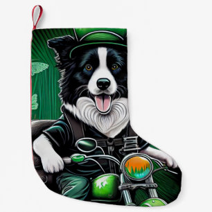 Border Collie Dog Fahrrad St. Patrick's Day Kleiner Weihnachtsstrumpf
