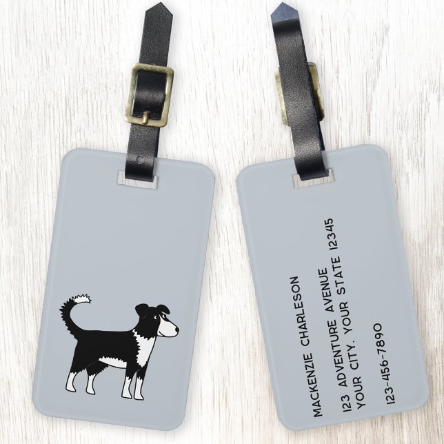 Border Collie Dog Gepäckanhänger (Fun Welsh Border Collie Sheepdog dog personalized luggage tag)