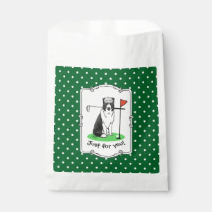 Border Collie Dog Golf spielen (schwarz & weiß) Sp Geschenktütchen