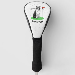 Border Collie Dog Golf spielen (schwarz & weiß) Sp Headcover