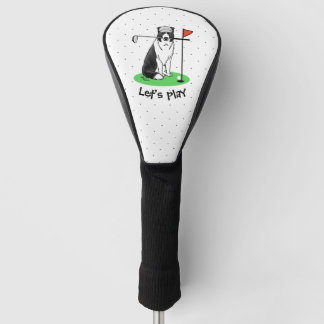 Border Collie Dog Golf spielen (schwarz & weiß) Sp Headcover