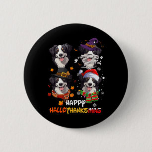 Border Collie Dog Hallothanksmas Halloween Thanksg Button
