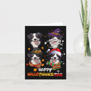 Border Collie Dog Hallothanksmas Halloween Thanksg Karte