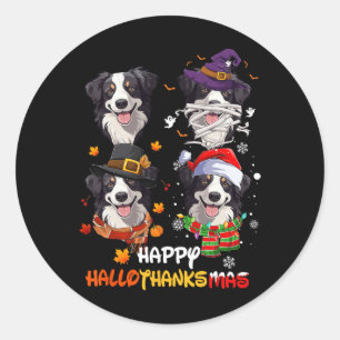 Border Collie Dog Hallothanksmas Halloween Thanksg Runder Aufkleber