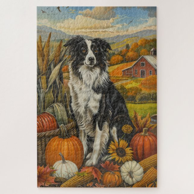 Border Collie Dog Herbsternte Erntedank (Vertikal)
