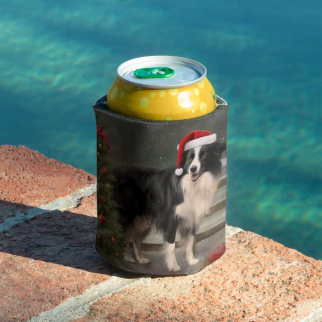 Border Collie Dog im Schnee Weihnachten Dosenkühler (In Situ Pool)