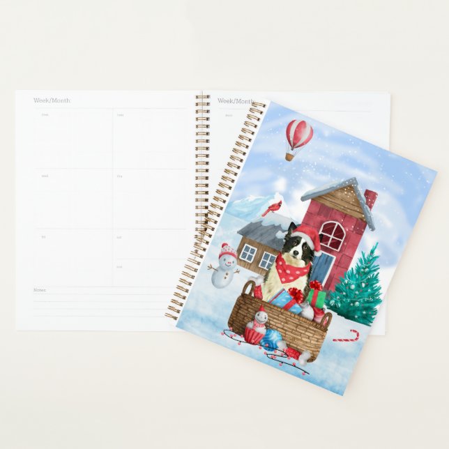 Border Collie Dog im Schnee Weihnachtshundehaus Planer (Anzeige)
