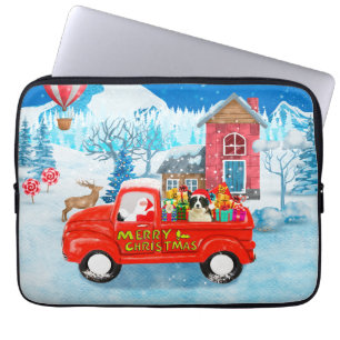 Border Collie Dog in Christmas Delivery LKW Schnee Laptopschutzhülle