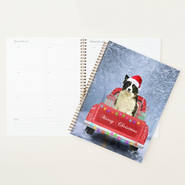 Border Collie Dog in Snow sitzen in Weihnachten Planer (Anzeige)
