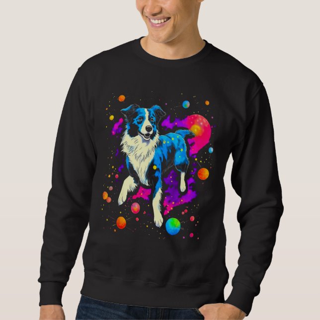 Border Collie Dog in Space Sweatshirt (Vorderseite)