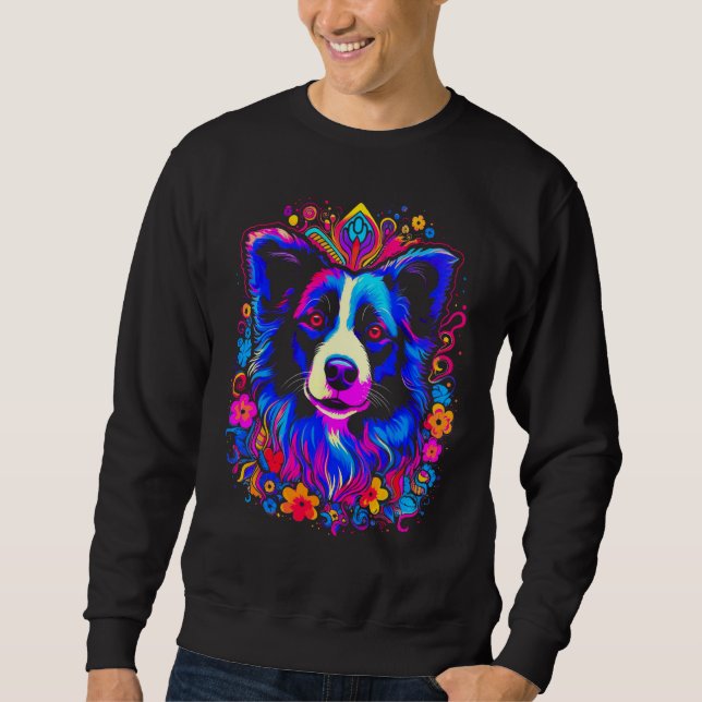 Border Collie Dog Love Gratitude Flower Sweatshirt (Vorderseite)