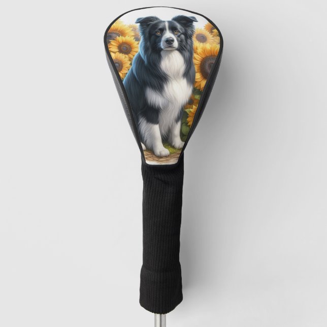 Border Collie Dog Lover Golf Head Cover Golf Headcover (Vorderseite)