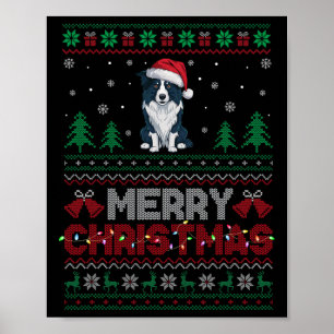 Border Collie Dog Lovers Weihnachtsmannmütze Weihn Poster