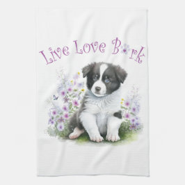 Border Collie Dog Mama Floral Geschirrtuch