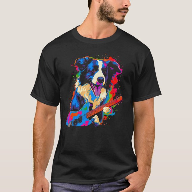Border Collie Dog Music T-Shirt (Vorderseite)