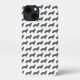 Border Collie Dog Niedliche Silhouette Grid White iPhone Hülle