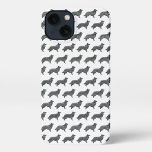 Border Collie Dog Niedliche Silhouette Grid White iPhone Hülle