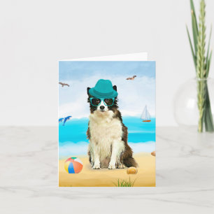 Border Collie Dog on Beach Karte