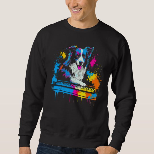 Border Collie Dog Pianist Sweatshirt (Vorderseite)