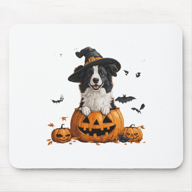Border Collie Dog Pumpkin Halloween Erntedank Mousepad (Vorne)