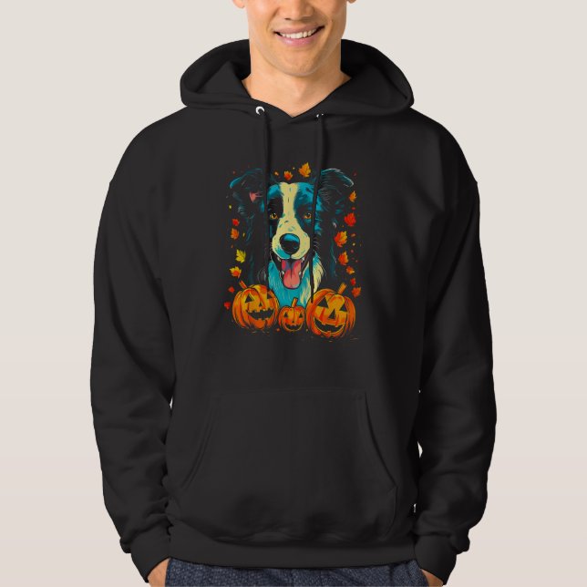 Border Collie Dog Pumpkin Halloween Hoodie (Vorderseite)