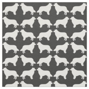 Border Collie Dog Rasse Silhouetten Gemustert Stoff