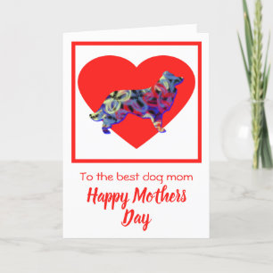 Border Collie Dog Red Heart Mother Day Card Dankeskarte