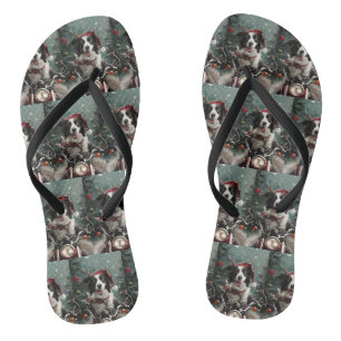 Border Collie Dog Reiten Motorrad Weihnachten Flip Flops