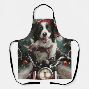 Border Collie Dog Reiten Motorrad Weihnachten Schürze